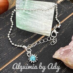 TINY SUN turquoise  charm bracelet + Minimal spark